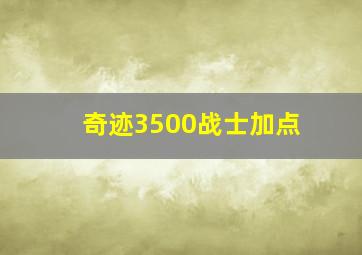 奇迹3500战士加点