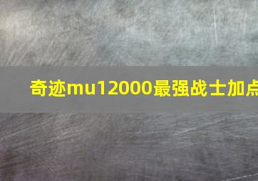 奇迹mu12000最强战士加点