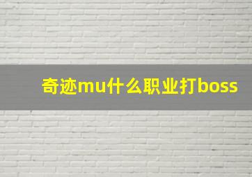 奇迹mu什么职业打boss