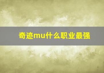 奇迹mu什么职业最强