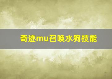 奇迹mu召唤水狗技能