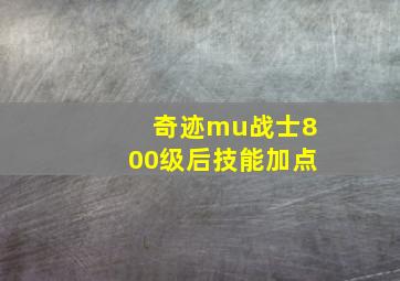 奇迹mu战士800级后技能加点