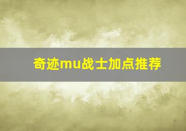 奇迹mu战士加点推荐