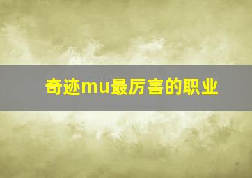 奇迹mu最厉害的职业