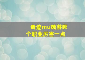 奇迹mu端游哪个职业厉害一点