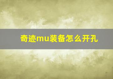 奇迹mu装备怎么开孔