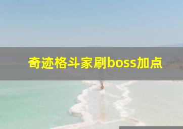 奇迹格斗家刷boss加点