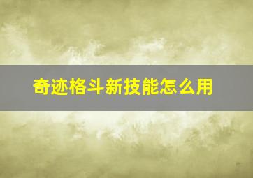 奇迹格斗新技能怎么用