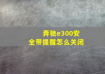 奔驰e300安全带提醒怎么关闭