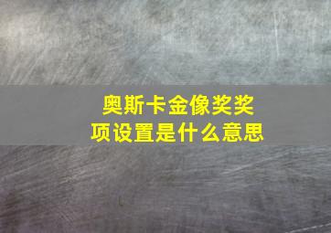 奥斯卡金像奖奖项设置是什么意思