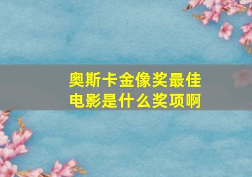 奥斯卡金像奖最佳电影是什么奖项啊