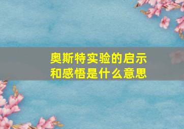 奥斯特实验的启示和感悟是什么意思