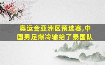 奥运会亚洲区预选赛,中国男足爆冷输给了泰国队