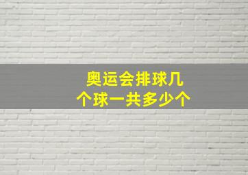 奥运会排球几个球一共多少个