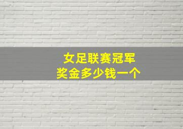 女足联赛冠军奖金多少钱一个