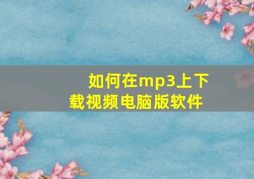 如何在mp3上下载视频电脑版软件