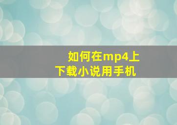 如何在mp4上下载小说用手机