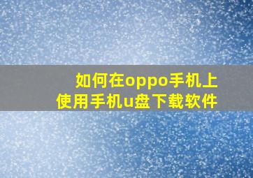 如何在oppo手机上使用手机u盘下载软件