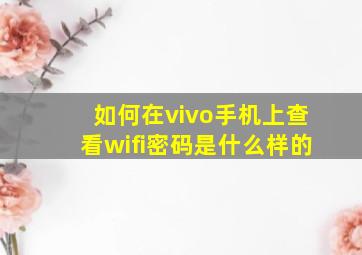 如何在vivo手机上查看wifi密码是什么样的