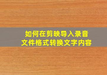 如何在剪映导入录音文件格式转换文字内容