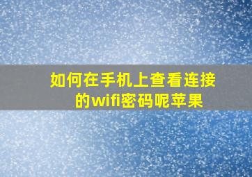 如何在手机上查看连接的wifi密码呢苹果