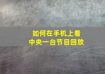 如何在手机上看中央一台节目回放