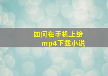 如何在手机上给mp4下载小说