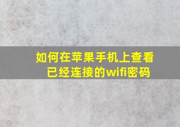 如何在苹果手机上查看已经连接的wifi密码