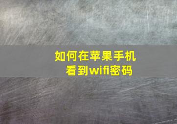 如何在苹果手机看到wifi密码