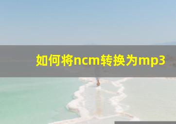 如何将ncm转换为mp3