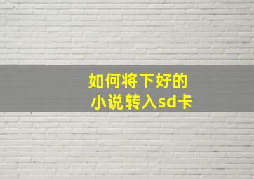 如何将下好的小说转入sd卡