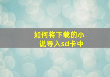 如何将下载的小说导入sd卡中