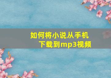 如何将小说从手机下载到mp3视频