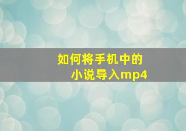 如何将手机中的小说导入mp4