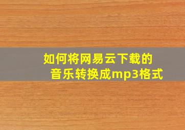 如何将网易云下载的音乐转换成mp3格式