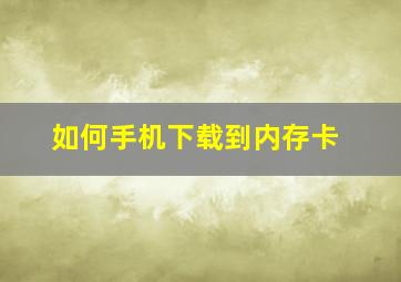 如何手机下载到内存卡