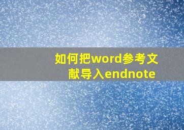 如何把word参考文献导入endnote