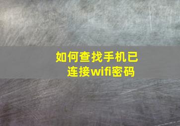 如何查找手机已连接wifi密码