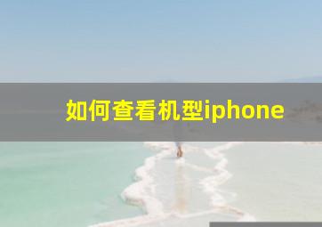 如何查看机型iphone