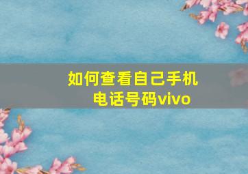 如何查看自己手机电话号码vivo