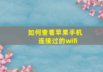 如何查看苹果手机连接过的wifi