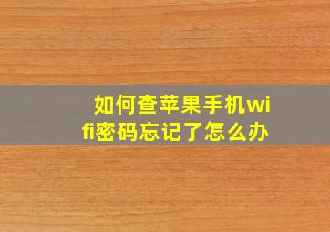 如何查苹果手机wifi密码忘记了怎么办