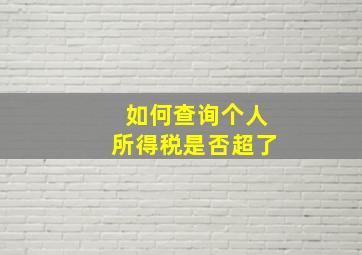 如何查询个人所得税是否超了