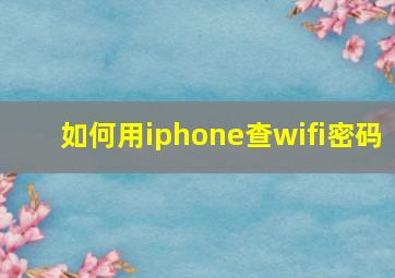 如何用iphone查wifi密码