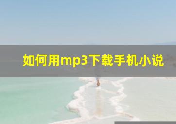 如何用mp3下载手机小说