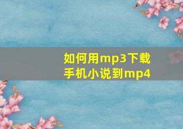 如何用mp3下载手机小说到mp4