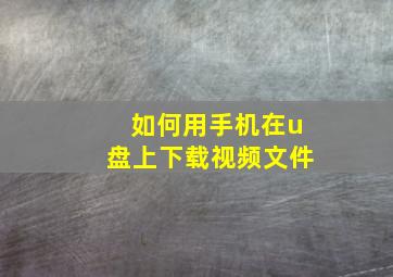 如何用手机在u盘上下载视频文件