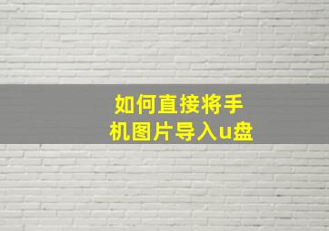 如何直接将手机图片导入u盘