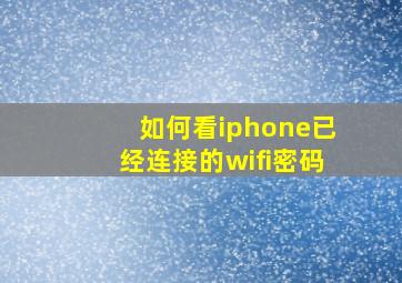 如何看iphone已经连接的wifi密码