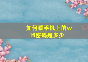 如何看手机上的wifi密码是多少